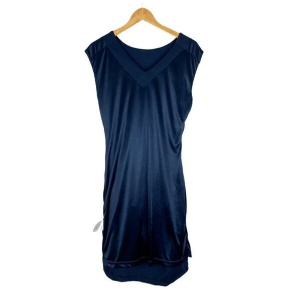 Kaffe women's Navy Blue India V Neck Sleeveless Ruched Lined Cocktail Dress US L - Picture 6 of 15